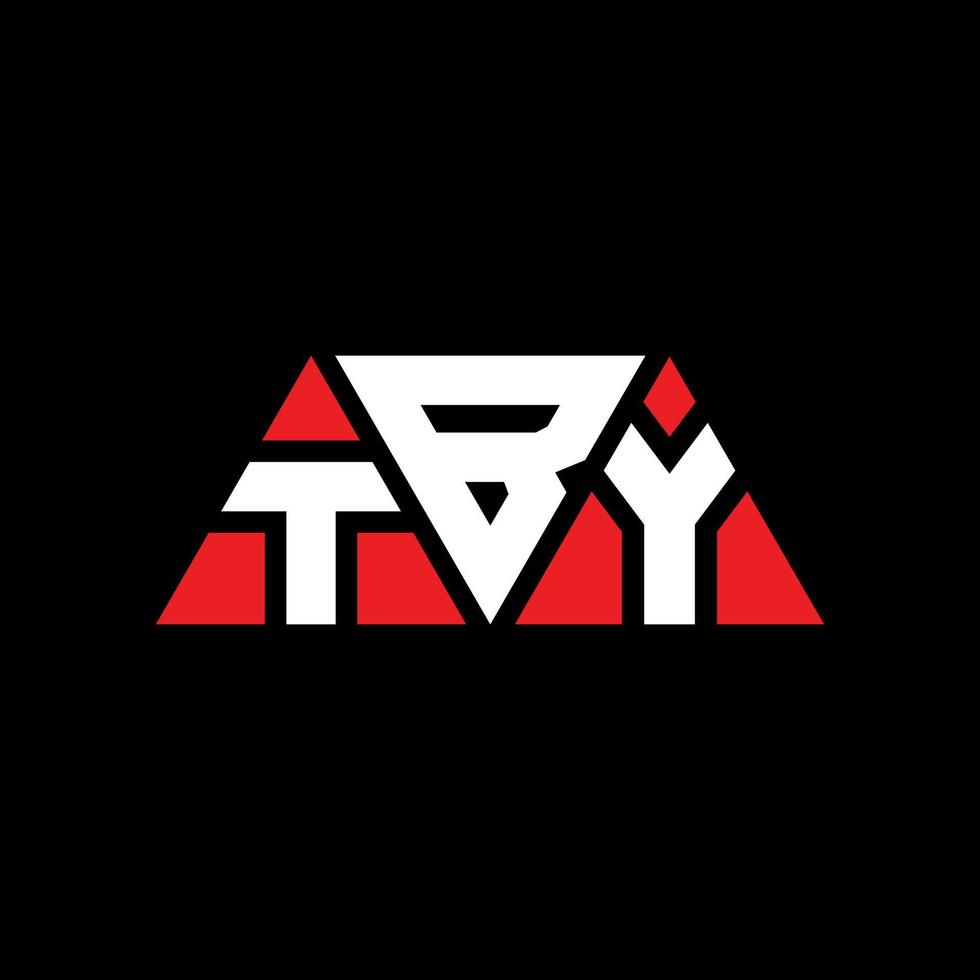 tby-Dreieck-Buchstaben-Logo-Design mit Dreiecksform. tby Dreieck-Logo-Design-Monogramm. Tby-Dreieck-Vektor-Logo-Vorlage mit roter Farbe. tby dreieckiges Logo einfaches, elegantes und luxuriöses Logo. tby vektor