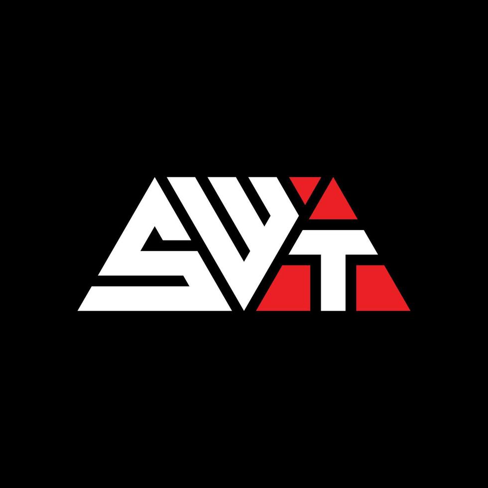 swt-Dreieck-Buchstaben-Logo-Design mit Dreiecksform. SWT-Dreieck-Logo-Design-Monogramm. swt-Dreieck-Vektor-Logo-Vorlage mit roter Farbe. swt dreieckiges Logo einfaches, elegantes und luxuriöses Logo. swt vektor