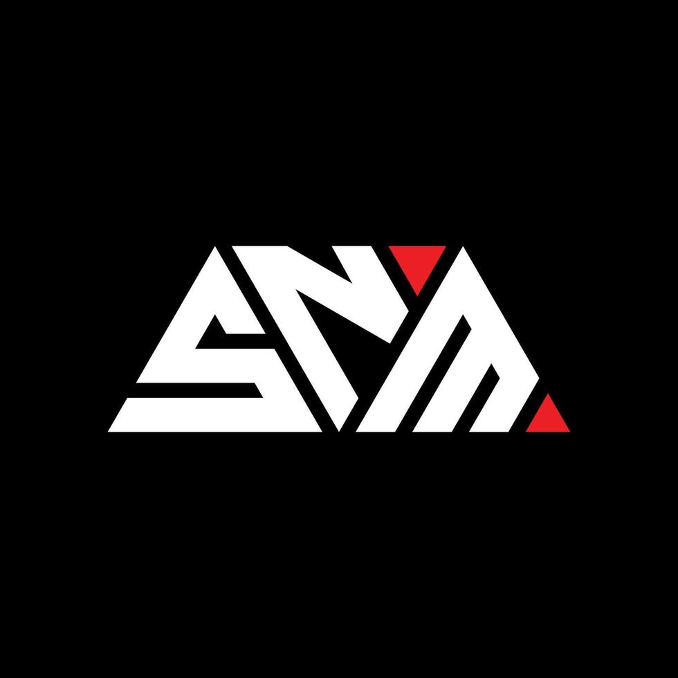 snm-Dreieck-Buchstaben-Logo-Design mit Dreiecksform. snm-Dreieck-Logo-Design-Monogramm. snm-Dreieck-Vektor-Logo-Vorlage mit roter Farbe. snm dreieckiges Logo einfaches, elegantes und luxuriöses Logo. snm vektor