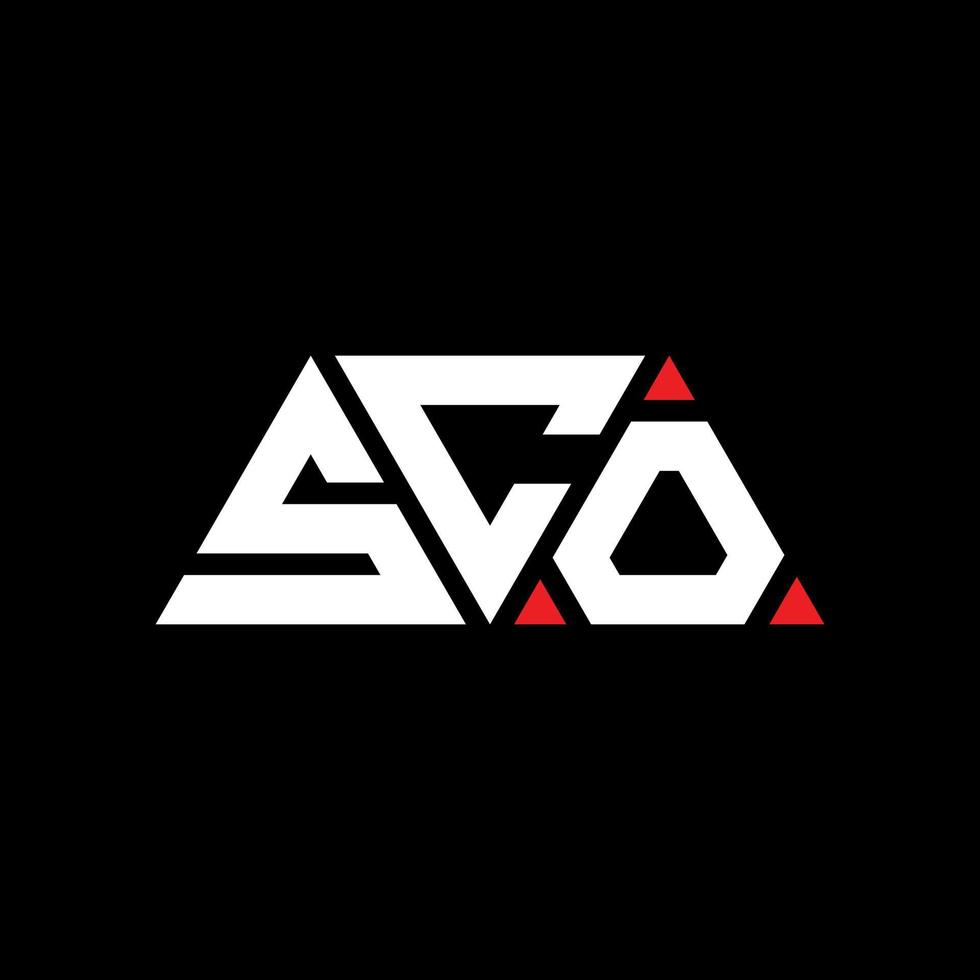 sco-Dreieck-Buchstaben-Logo-Design mit Dreiecksform. Sco-Dreieck-Logo-Design-Monogramm. Sco-Dreieck-Vektor-Logo-Vorlage mit roter Farbe. sco dreieckiges Logo einfaches, elegantes und luxuriöses Logo. sc vektor