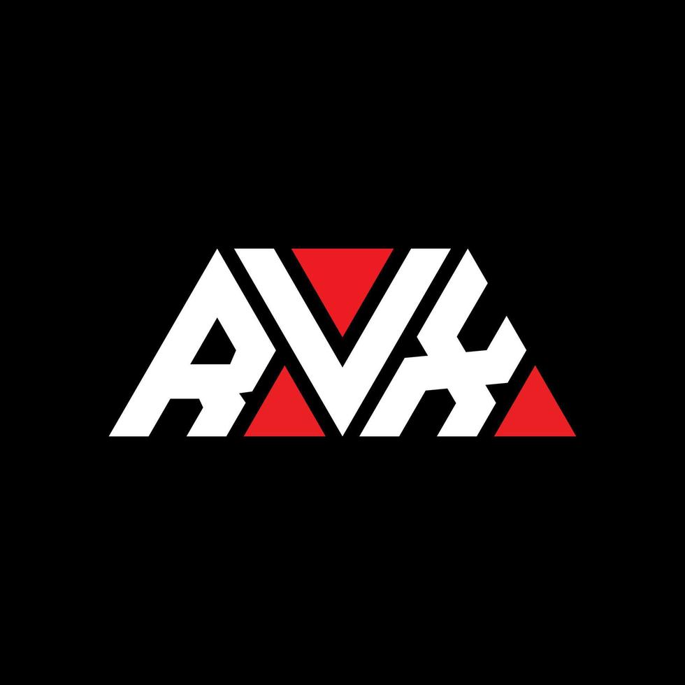 rvx-Dreieck-Buchstaben-Logo-Design mit Dreiecksform. rvx-Dreieck-Logo-Design-Monogramm. rvx-Dreieck-Vektor-Logo-Vorlage mit roter Farbe. rvx dreieckiges Logo einfaches, elegantes und luxuriöses Logo. rvx vektor