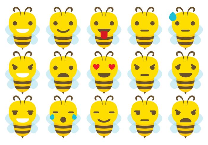 Söta bee-emoticonvektorer vektor