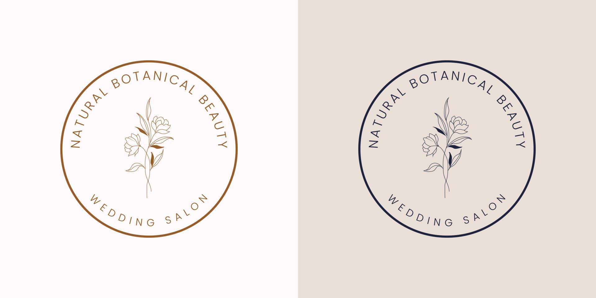 botanisches florales element handgezeichnetes logo mit wilden blumen und blättern. logo für spa- und schönheitssalon, boutique, bioladen, hochzeit, blumendesigner, innenausstattung, fotografie, kosmetik. vektor