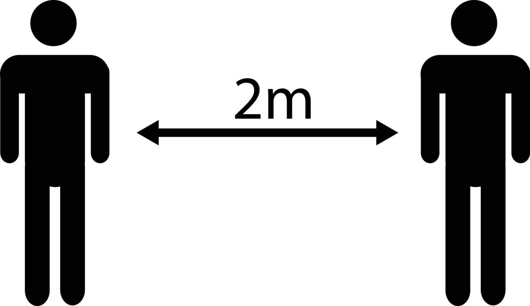 Symbol für soziale Distanzierung. 2 Meter Abstand zwischen Menschen. Abstandssymbol halten. Zeichen für Quarantänemaßnahmen. vektor