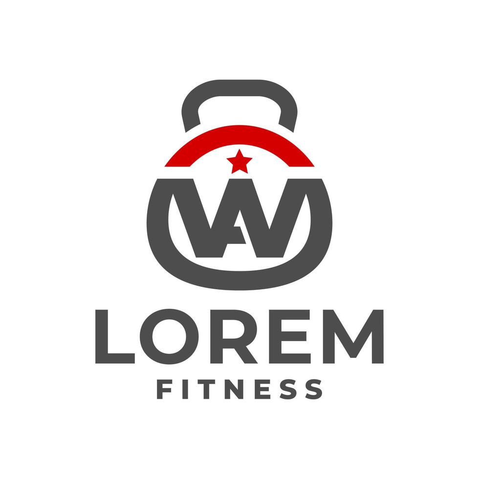 gym logotyp med bokstaven w a. för fitnesscentrets logotyp eller något företag relaterat till gym, fitness och sport. vektor