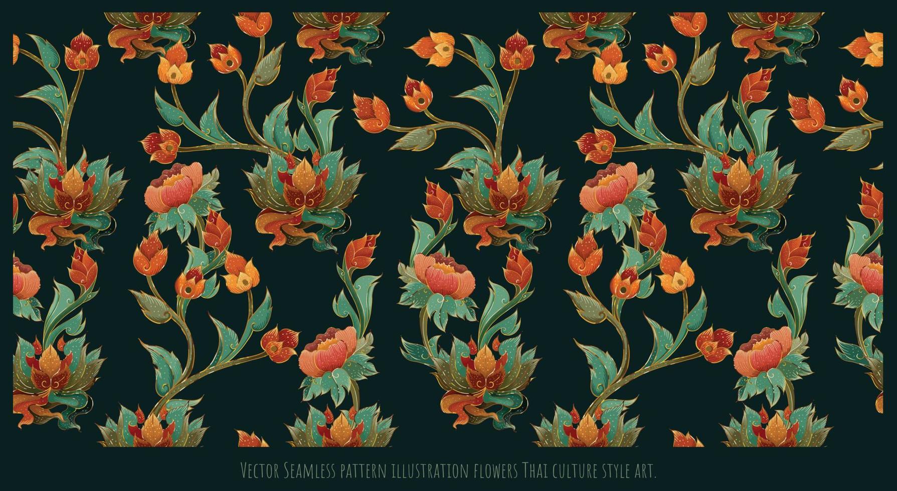 Vektor nahtlose Muster Illustration Blumen thailändische Kultur Stil Kunst