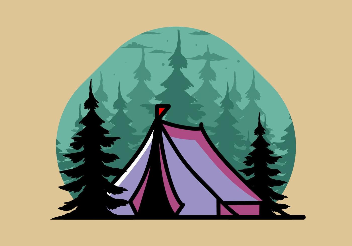 großes Campingzelt-Illustrationsdesign vektor