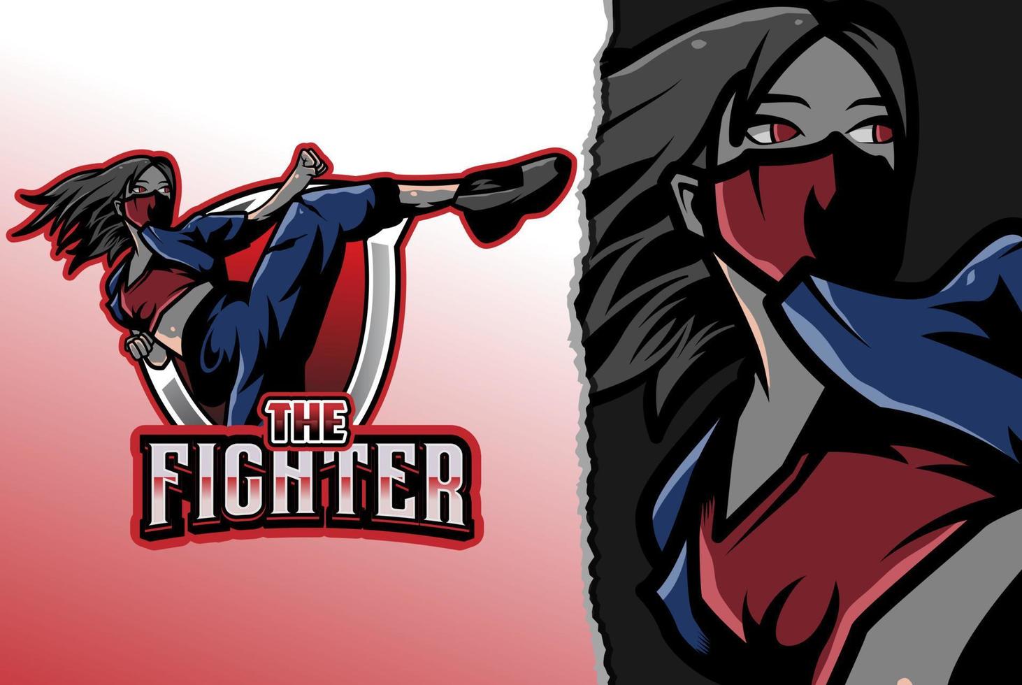 fighter esport logotyp - premium vektor