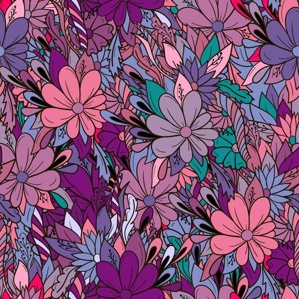 nahtloses Muster mit abstrakten Blumen und Blättern vektor