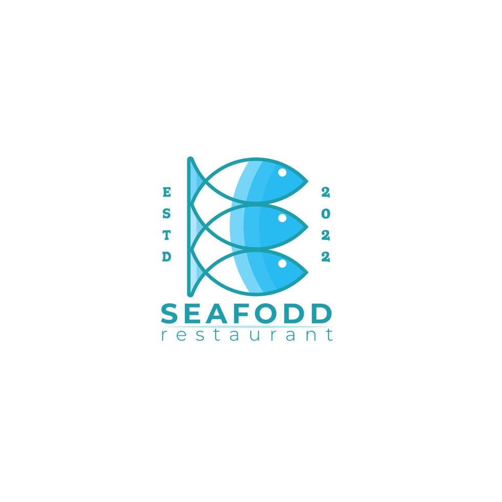 Logo-Design für Meeresfrüchte-Restaurants. Logo-Konzept für Fisch, Lebensmittel und Getränke. Vektor-Logo-Vorlage vektor