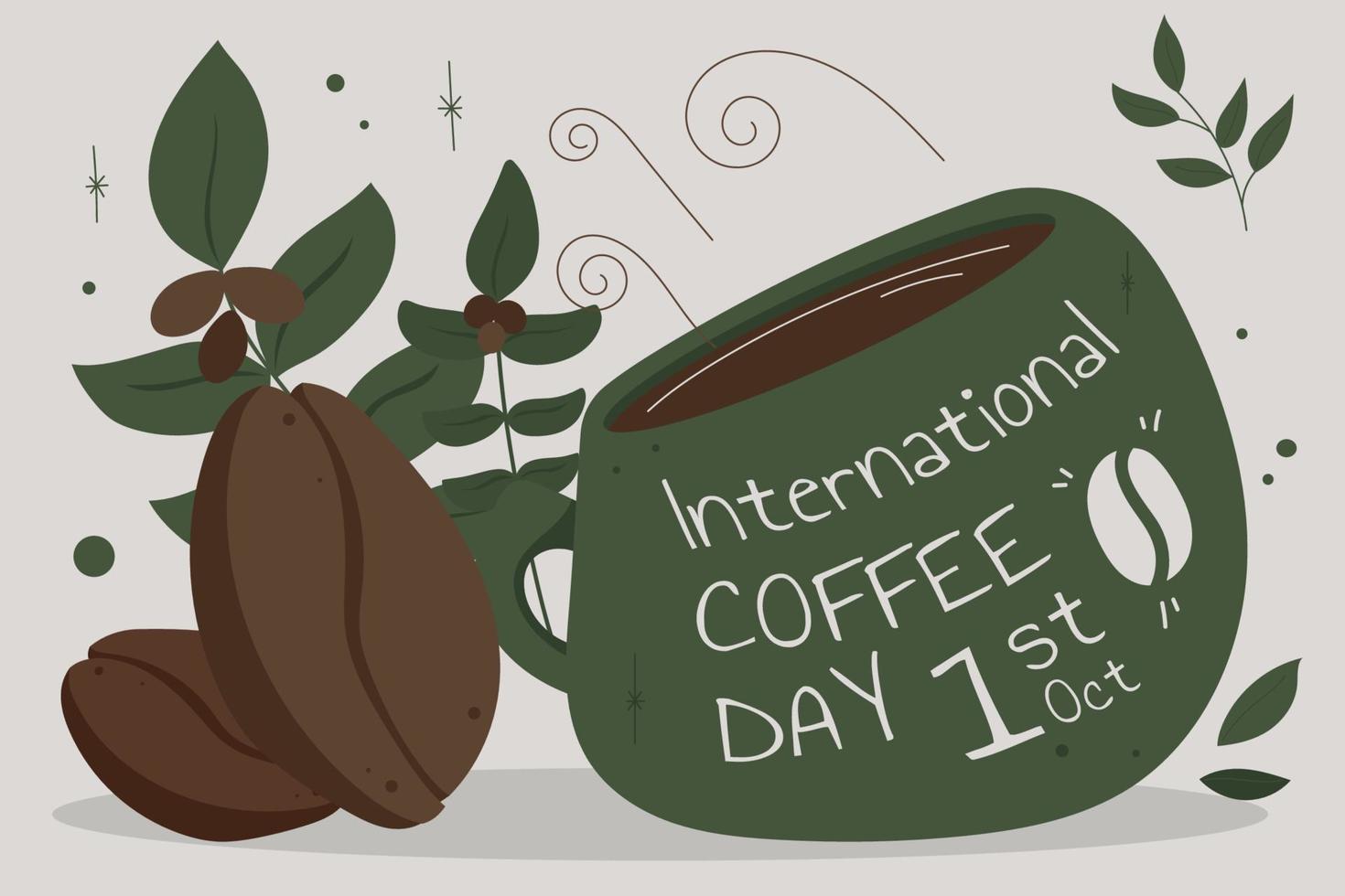 grön kopp kaffe platt illustration vektor
