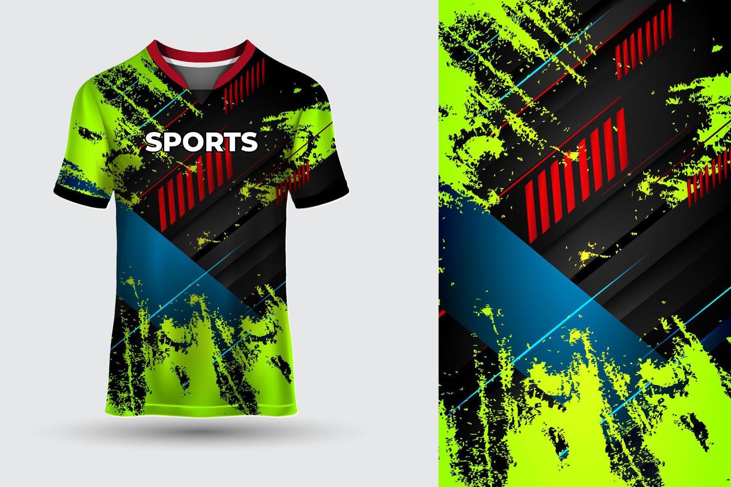 Unglaubliches und geometrisches T-Shirt mit abstraktem Trikot, das für Rennen, Fußball und E-Sport geeignet ist vektor