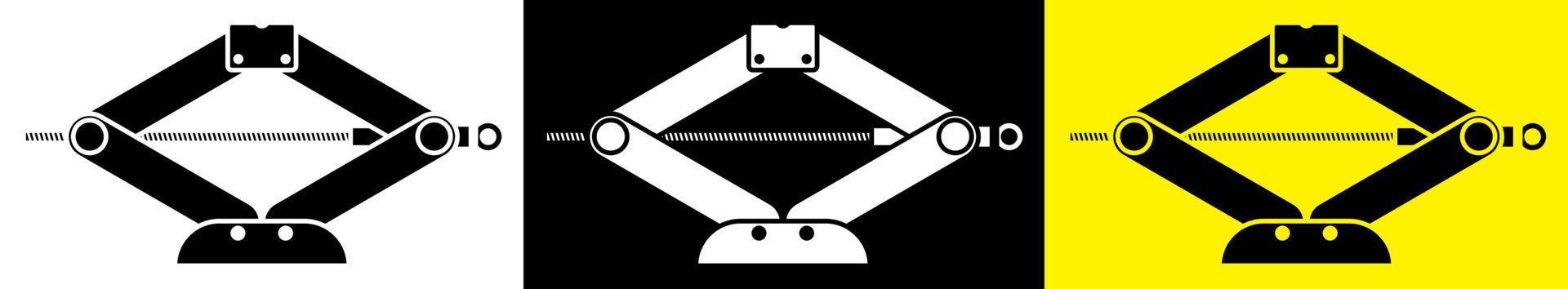 mechanisches Handwagenheber-Symbol im flachen Stil. Riemen in Werkstätten. erhöhter Auftrieb. das Auto anheben, um die Räder zu wechseln. Vektor