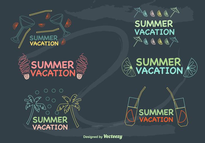 Handgezeichnete Sommerferien Etiketten vektor