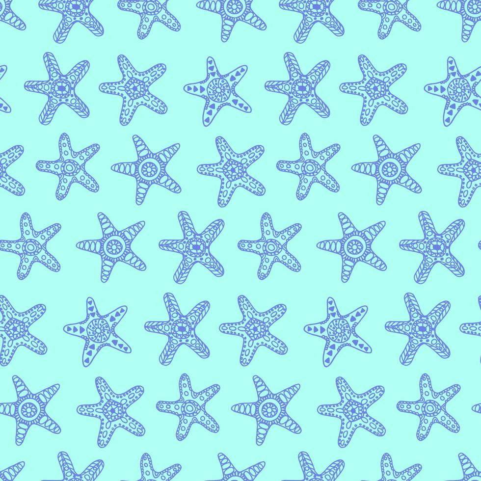 Seesterne nahtloses Muster in blauer Farbe vektor