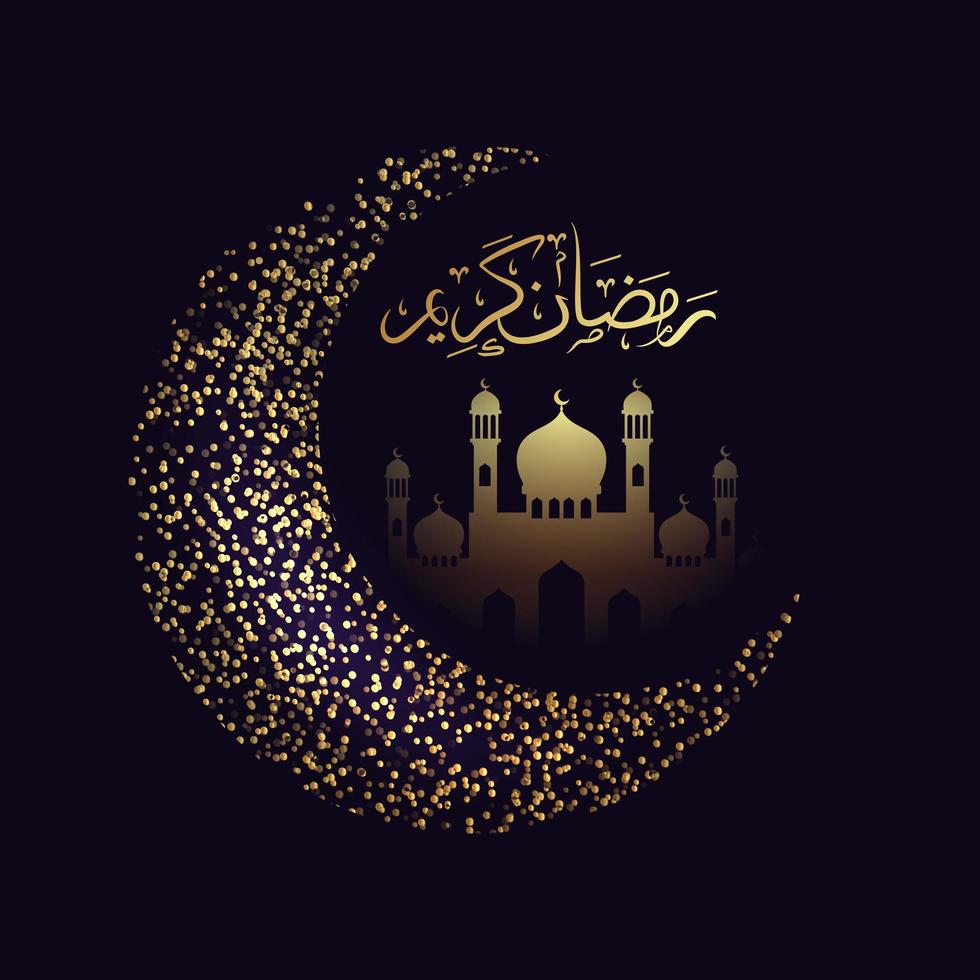 ramadan kareem mörk halvmåne design vektor