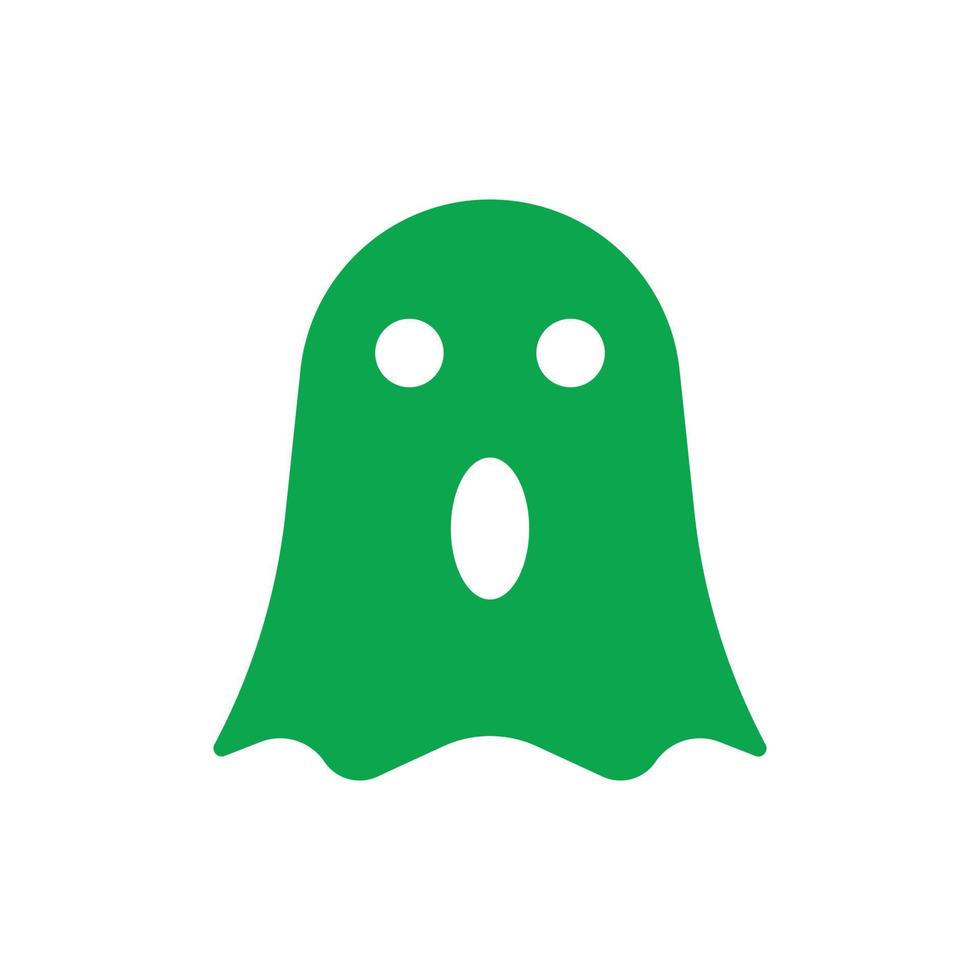 eps10 grünes Vektor-Cartoon-Ghost-Solid-Symbol isoliert auf weißem Hintergrund. Horror-Geist-Symbol in einem einfachen, flachen, trendigen, modernen Stil für Ihr Website-Design, ui, Logo, Piktogramm und mobile Anwendung vektor