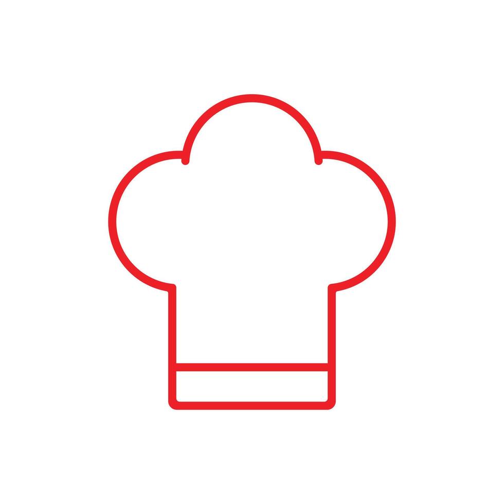 eps10 röd vektor kock hatt linje ikon isolerad på vit bakgrund. Kock cap disposition symbol i en enkel platt trendig modern stil för din webbdesign, logotyp, piktogram och mobilapplikation