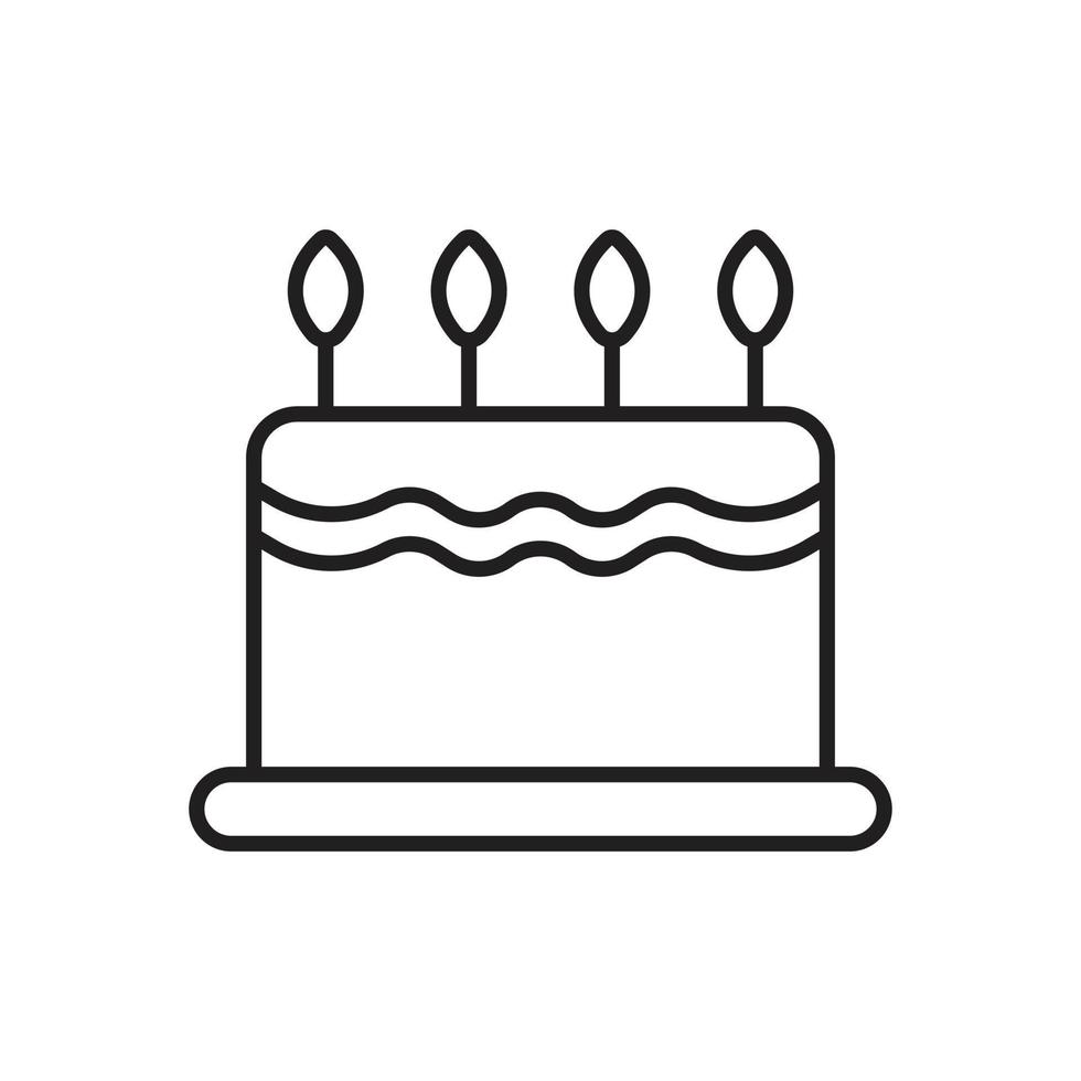 eps10 schwarzes Vektorkuchenliniensymbol isoliert auf weißem Hintergrund. Kuchen mit Kerzenumrisssymbol in einem einfachen, flachen, trendigen, modernen Stil für Ihr Website-Design, Logo, Piktogramm und mobile Anwendung vektor