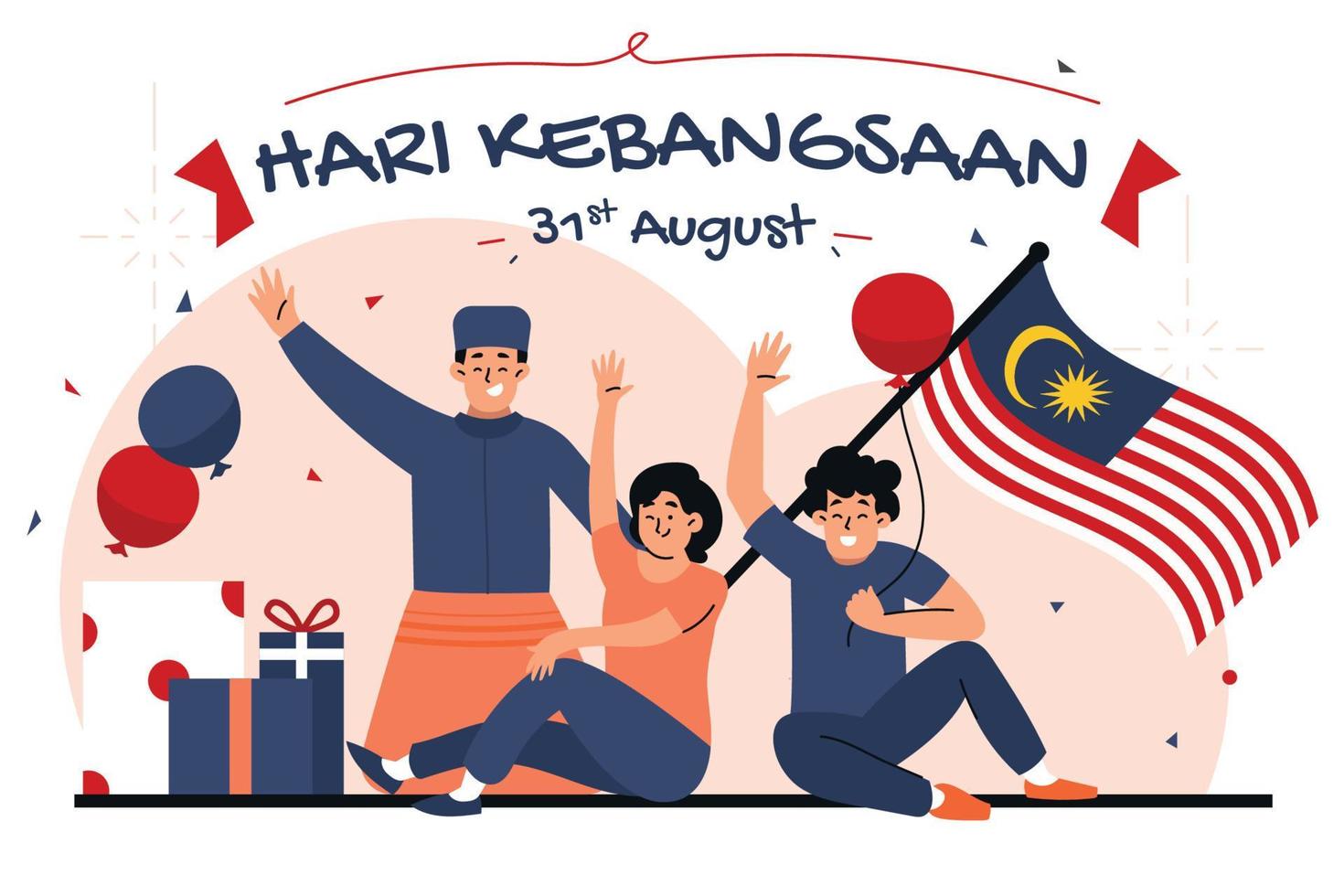 hari kebangsaan malaysia platt illustration vektor