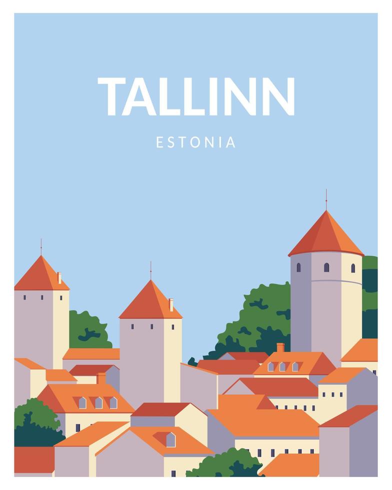 tallinn estland vektorillustration. reise nach estland. minimalistischer reiseplakatstil mit isoliertem hintergrund. vektor