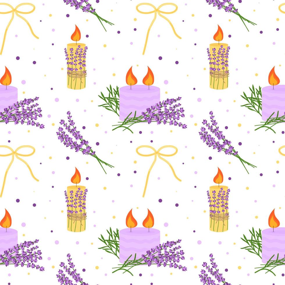 sömlösa mönster med lavendelblommor, ljus med lavendel. blommönster, vektor illustration