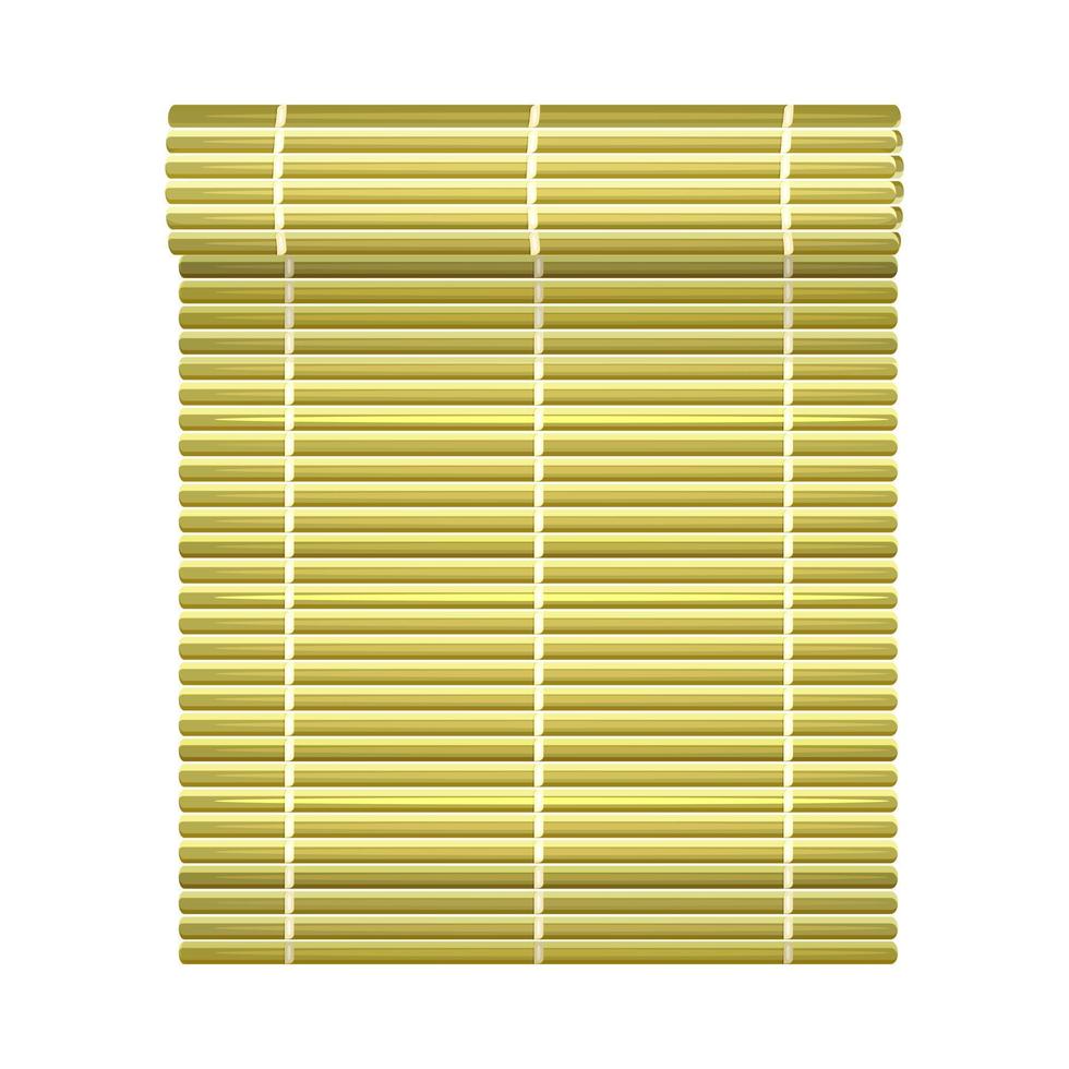 Bambusteppich entfaltet sich vertikal von der Rolle. Chinesische Matte aus Stroh. vektor