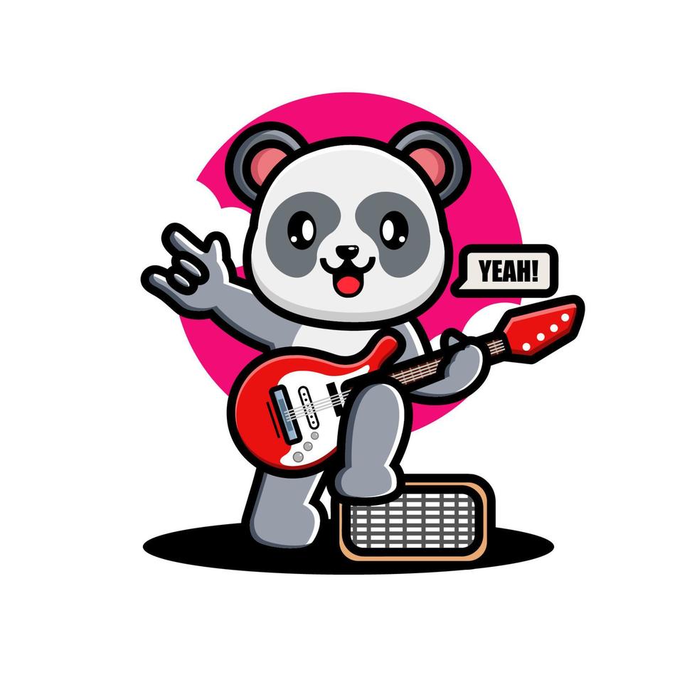 söt panda spelar gitarr vektor