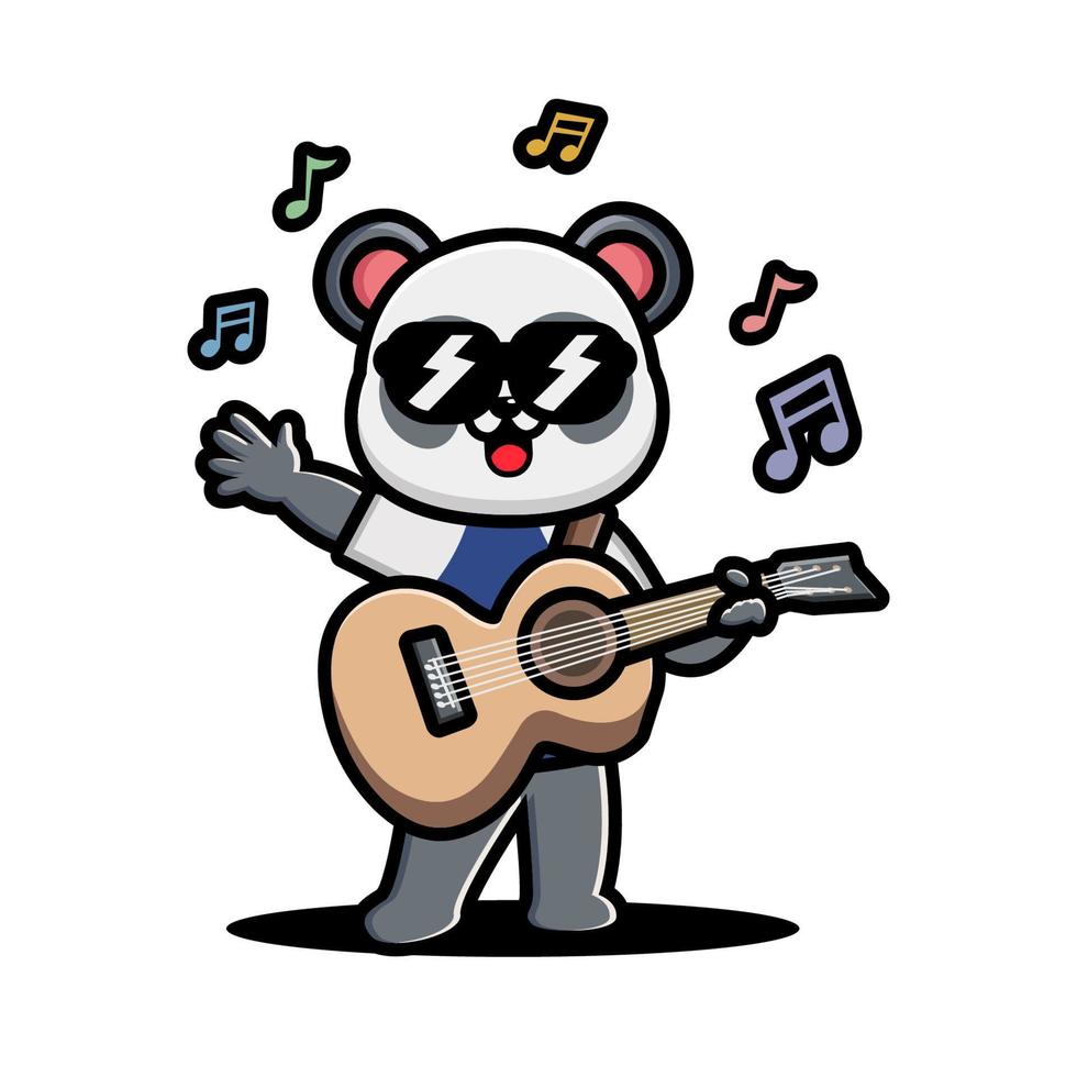 söt panda spelar gitarr vektor