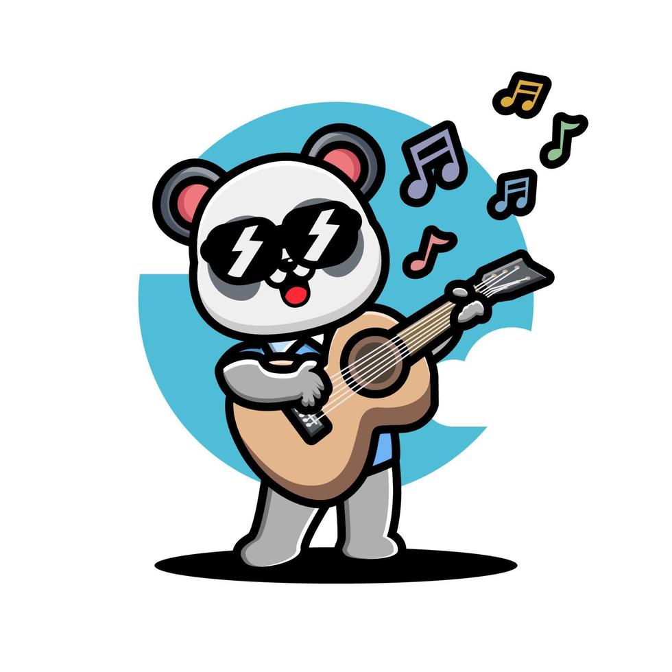 söt panda spelar gitarr vektor