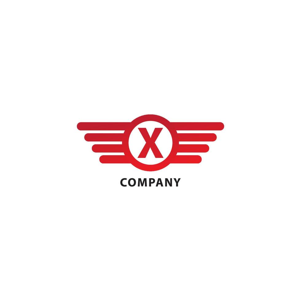 buchstabe x anfängliche abjad-logo-designvorlage. isoliert auf weißem Hintergrund. abgerundete Flügel, Ellipsenform und Alphabet-Logo-Konzept. rotes Farbthema. vektor