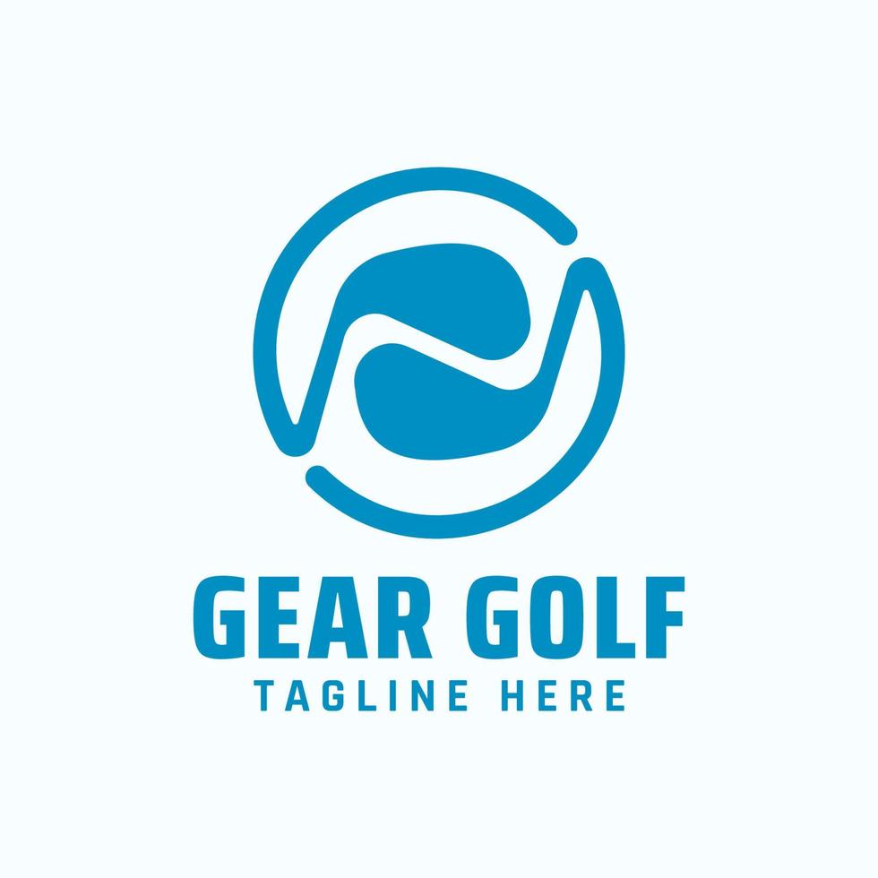 Gang-Golf-Logo mit kreisförmiger blauer Stick-Golfform isoliert auf weißem Farbhintergrund. Vektor-Design-Vorlage geeignet für das Training von Sportunternehmen, Golfclubs usw vektor