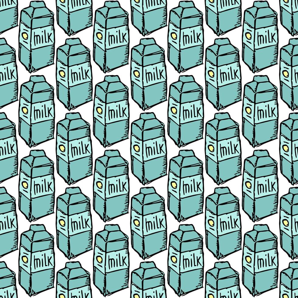 Muster mit Milch. Vektor-Doodle-Illustration mit Milchsymbol. Nahtloses Milchmuster vektor