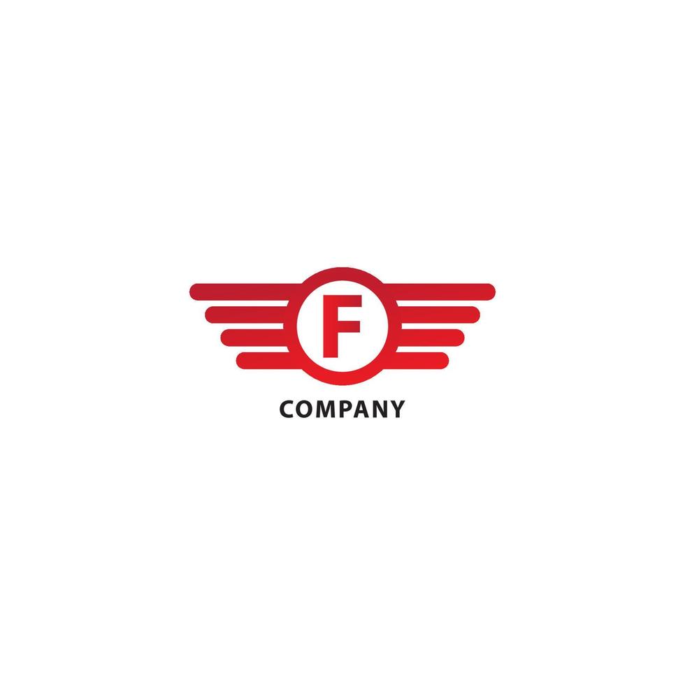 bokstaven f initial abjad logotyp formgivningsmall isolerad på vit bakgrund. rundade vingar, ellipsform och alfabetets logotyp koncept. röd färgtema vektor