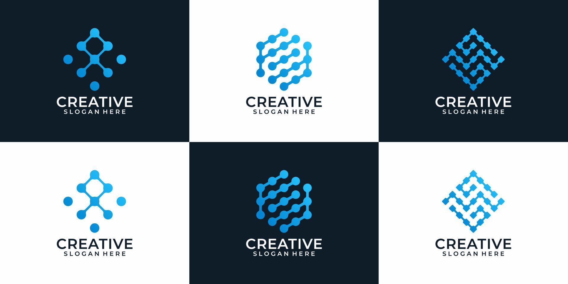 Set von kreativem, modernem, abstraktem Technologie-Logo-Design für Unternehmen vektor