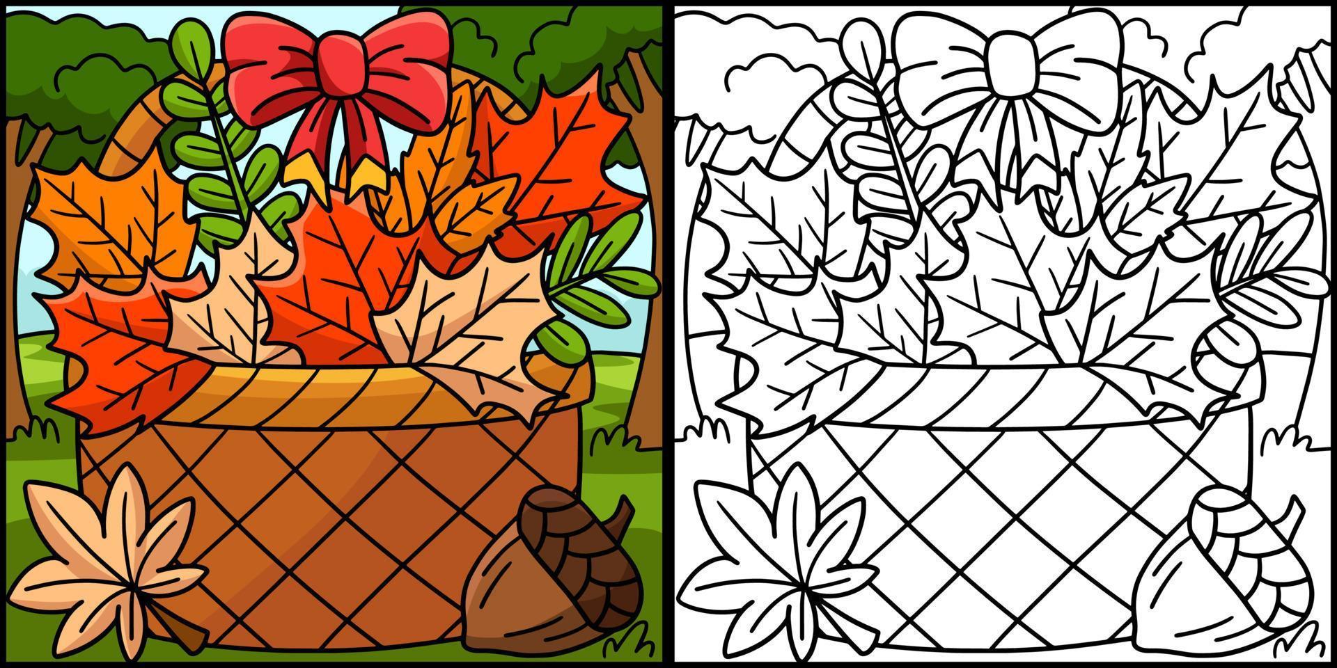Thanksgiving-Korb mit Herbstlaub Illustration vektor