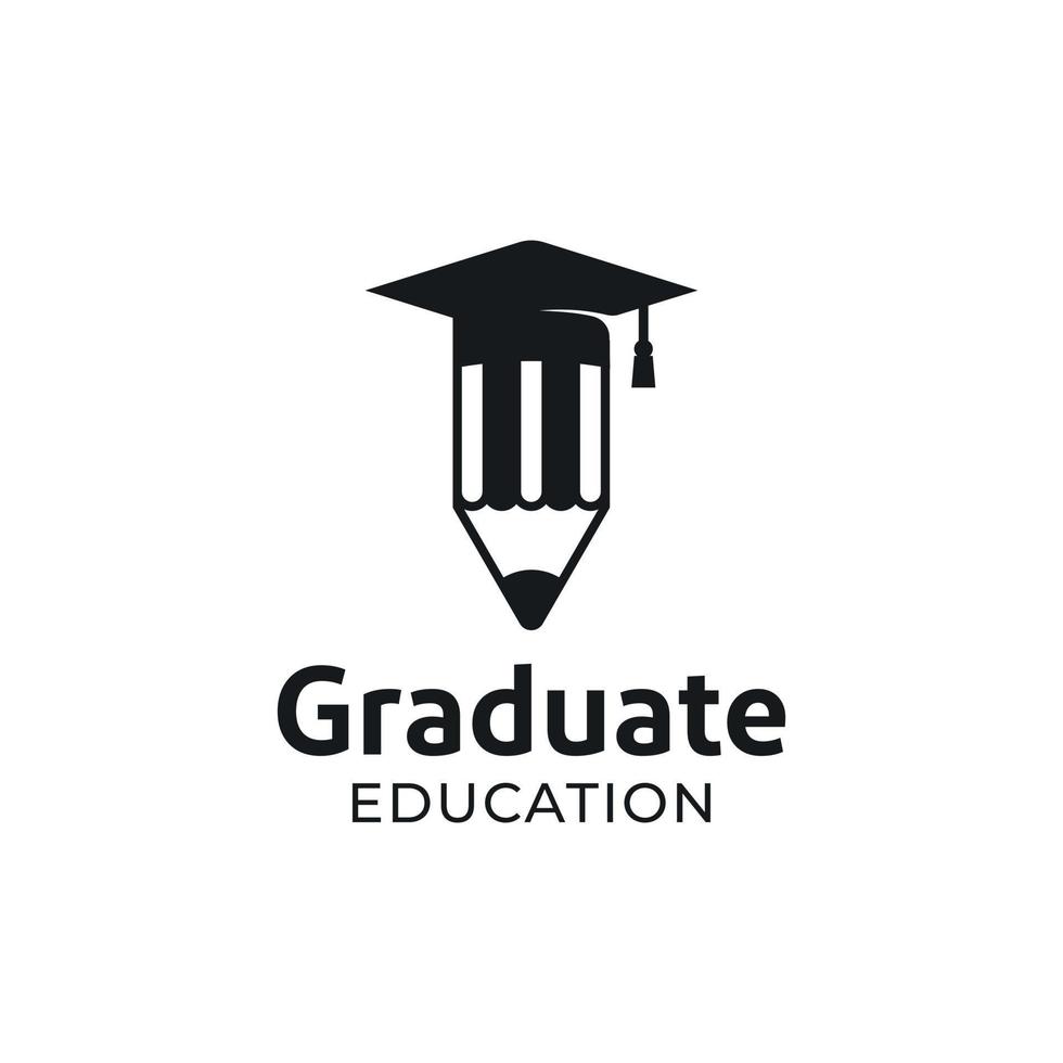 graduiertenausbildung hut mit bleistift-logo-design vektor