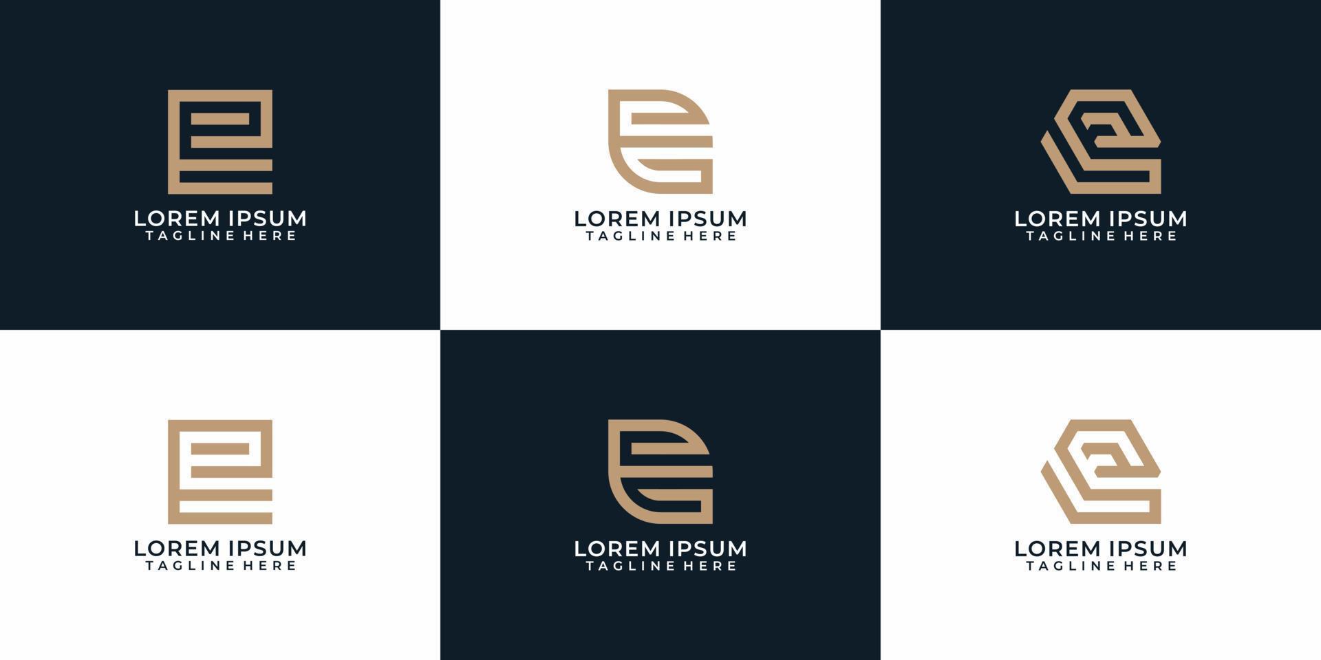 kreativ monogram elegant bokstaven e logotyp design samling vektor