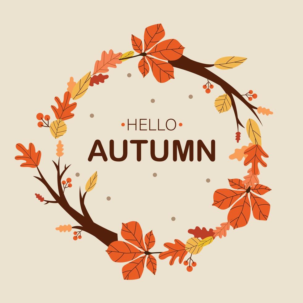 färgglada banderoll med höstens fallna löv. abstrakt höst bakgrund för sociala nätverk. webbmall för evenemangsinbjudan, rabattkupong, reklam och PR-evenemang - vektor