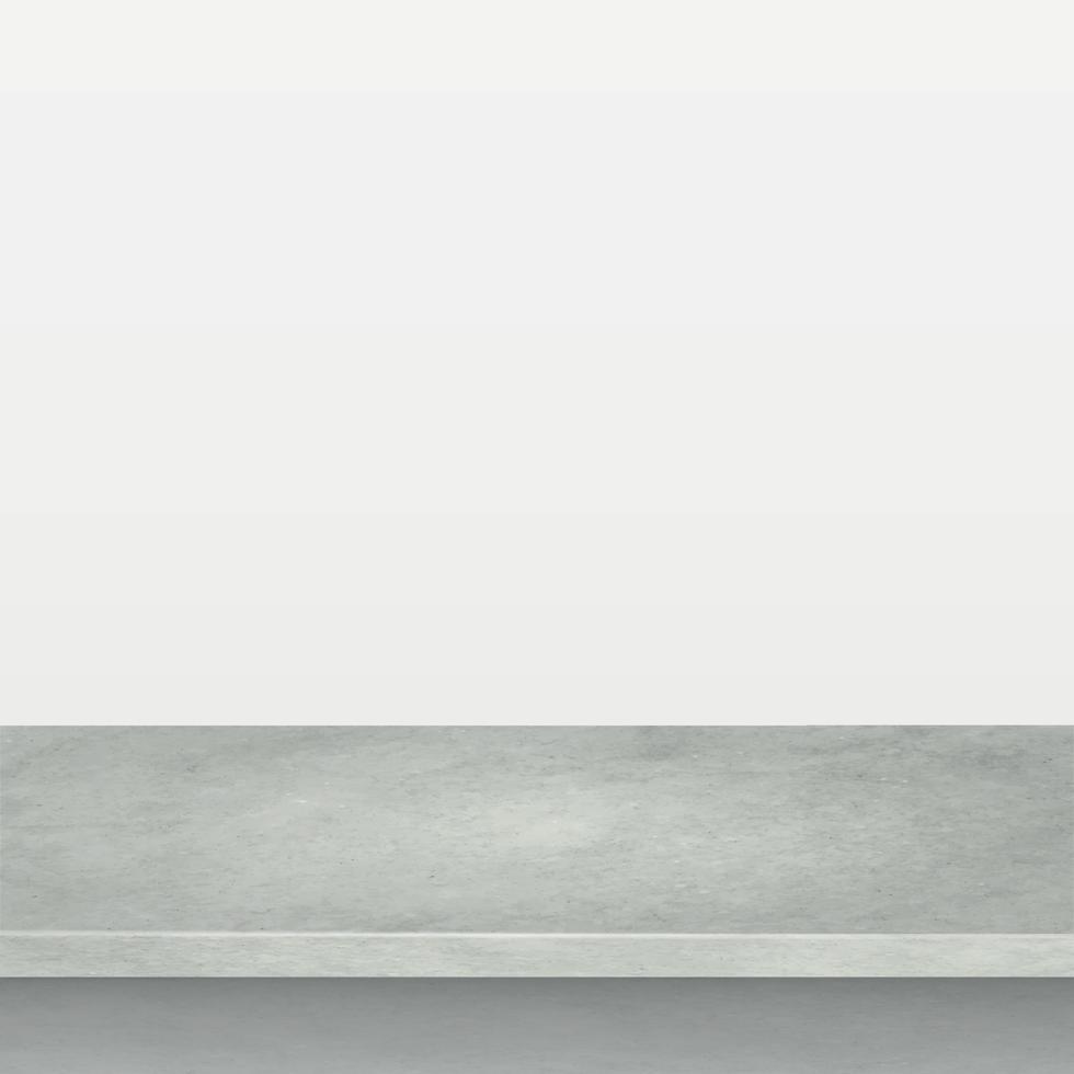 Tischplatte aus grauem Betonstein isoliert auf weißem Hintergrund, Werbe-Webvorlage - Vektor