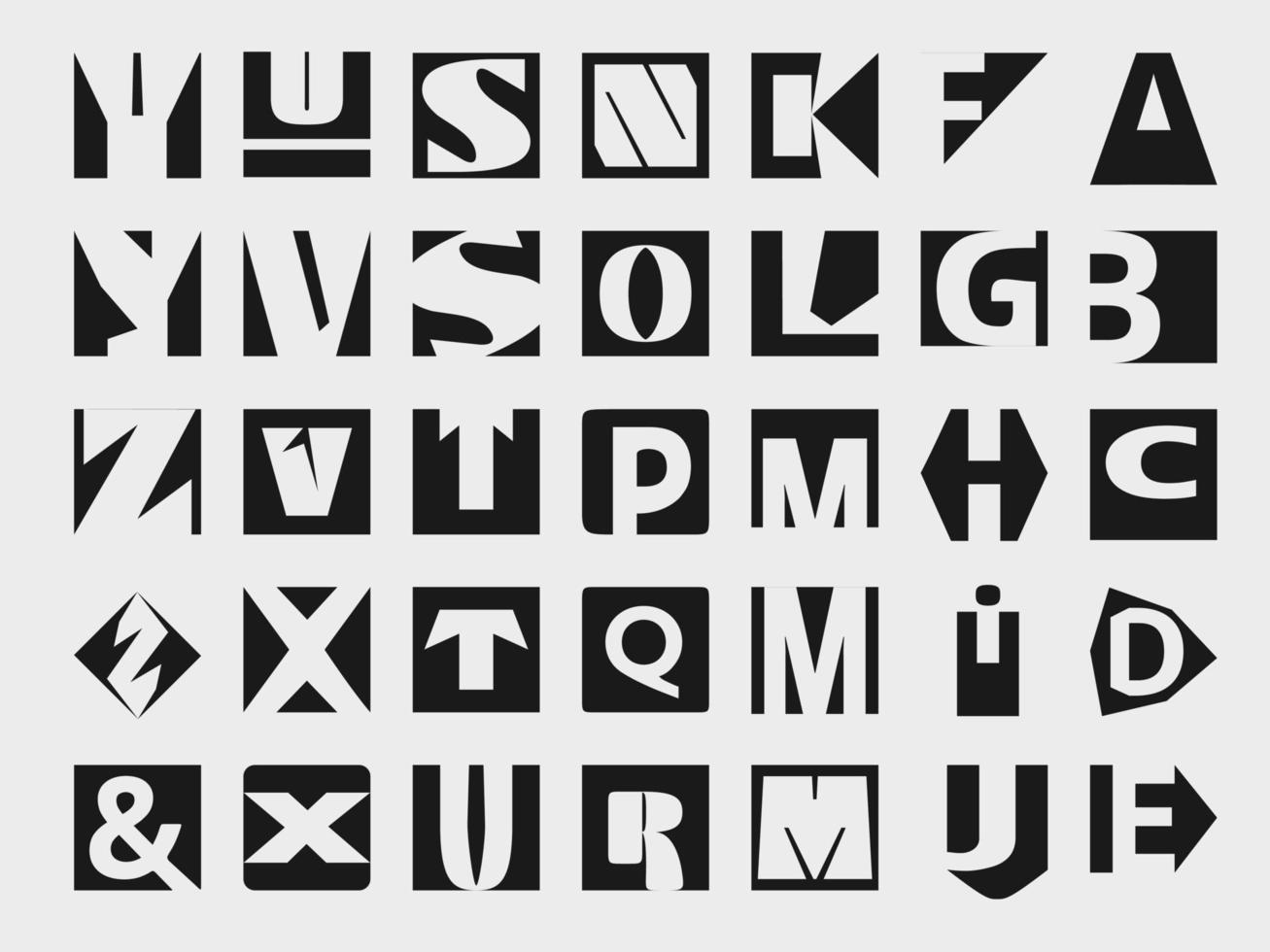 monogram alfabetet bokstaven logotyp element set. fyrkantig symbol geometriska teckensnitt ikon vectorstock vektor