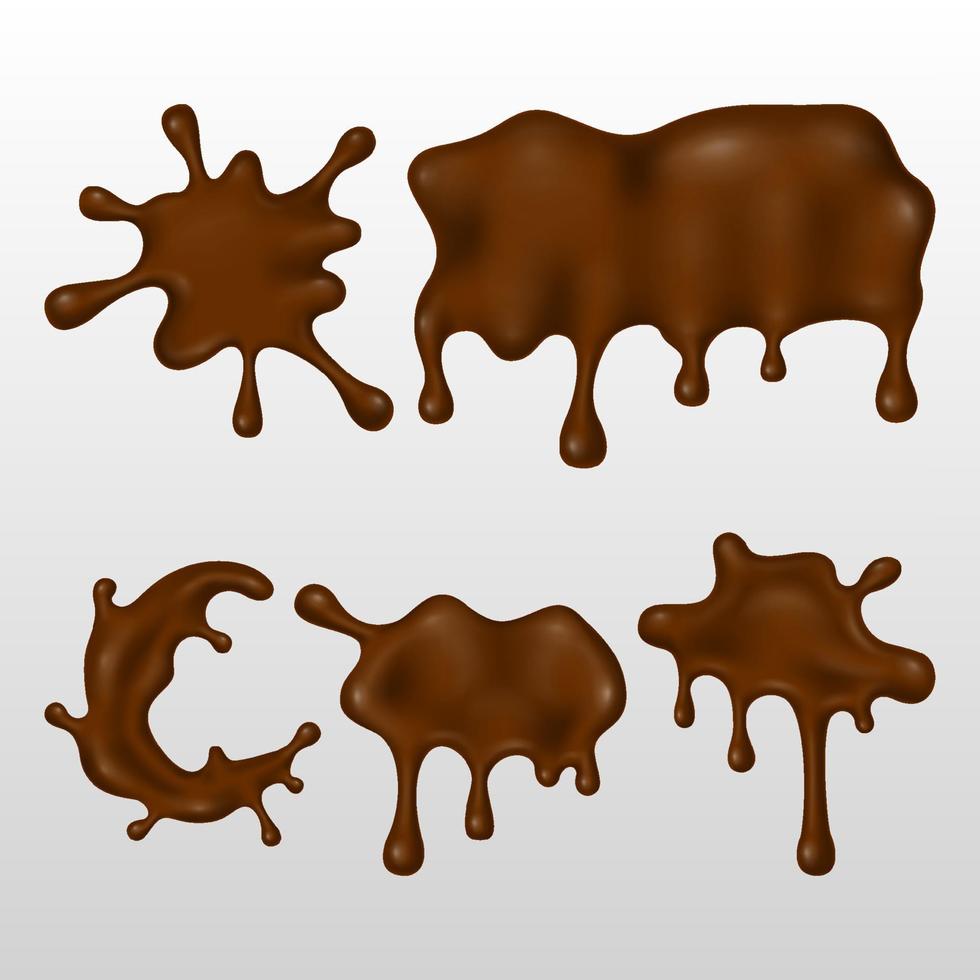 realistische schokoladenspritzer 3d-illustrationen vektor