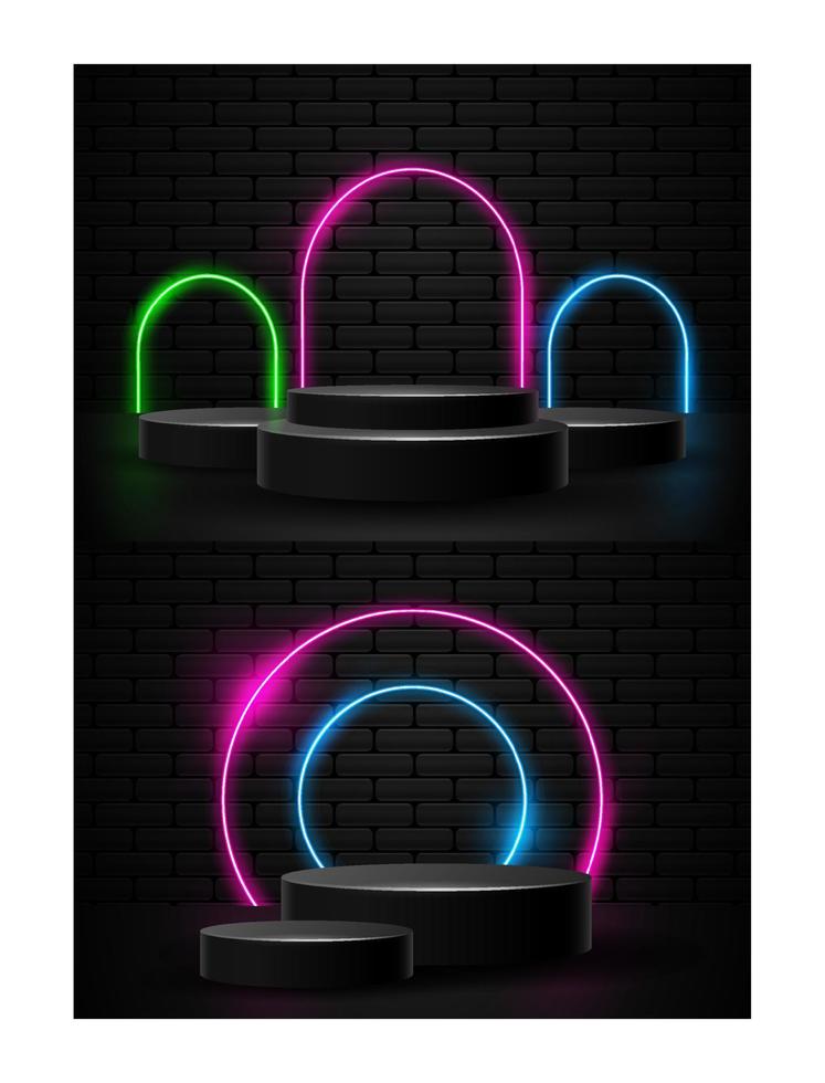 Podium mit Neonlicht formt Illustrationsvektor vektor