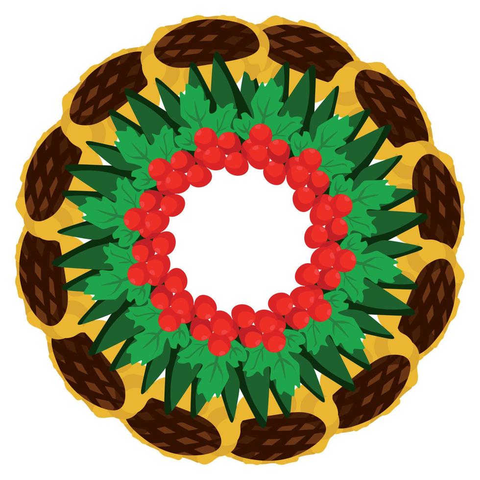 kranz aus viburnumbeeren, blättern und sonnenblumen, pflanzensymbole der ukraine vektor