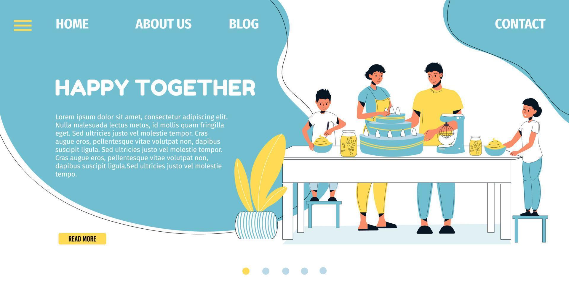 Happy Family Cake Backing Landing Page Vorlage vektor