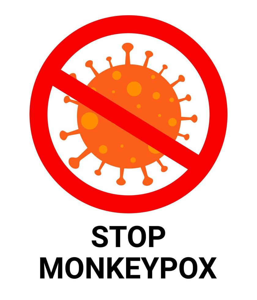 stoppa monkeypox vektor symbol på vit bakgrund. stoppa monkeypox virus ikon. banner för medvetenhet och varning mot sjukdomsspridning.