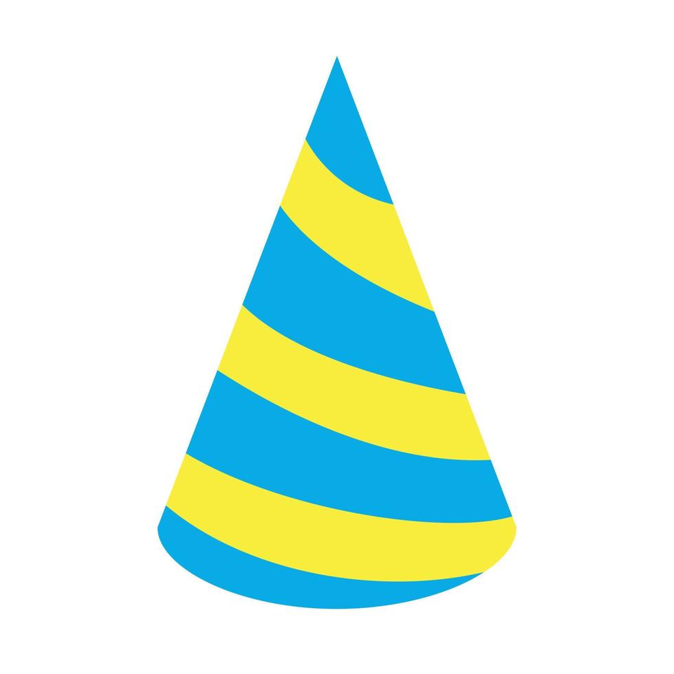 platt färgglad festhatt isolerad illustration födelsedagsfirande dekoration ikon vektor