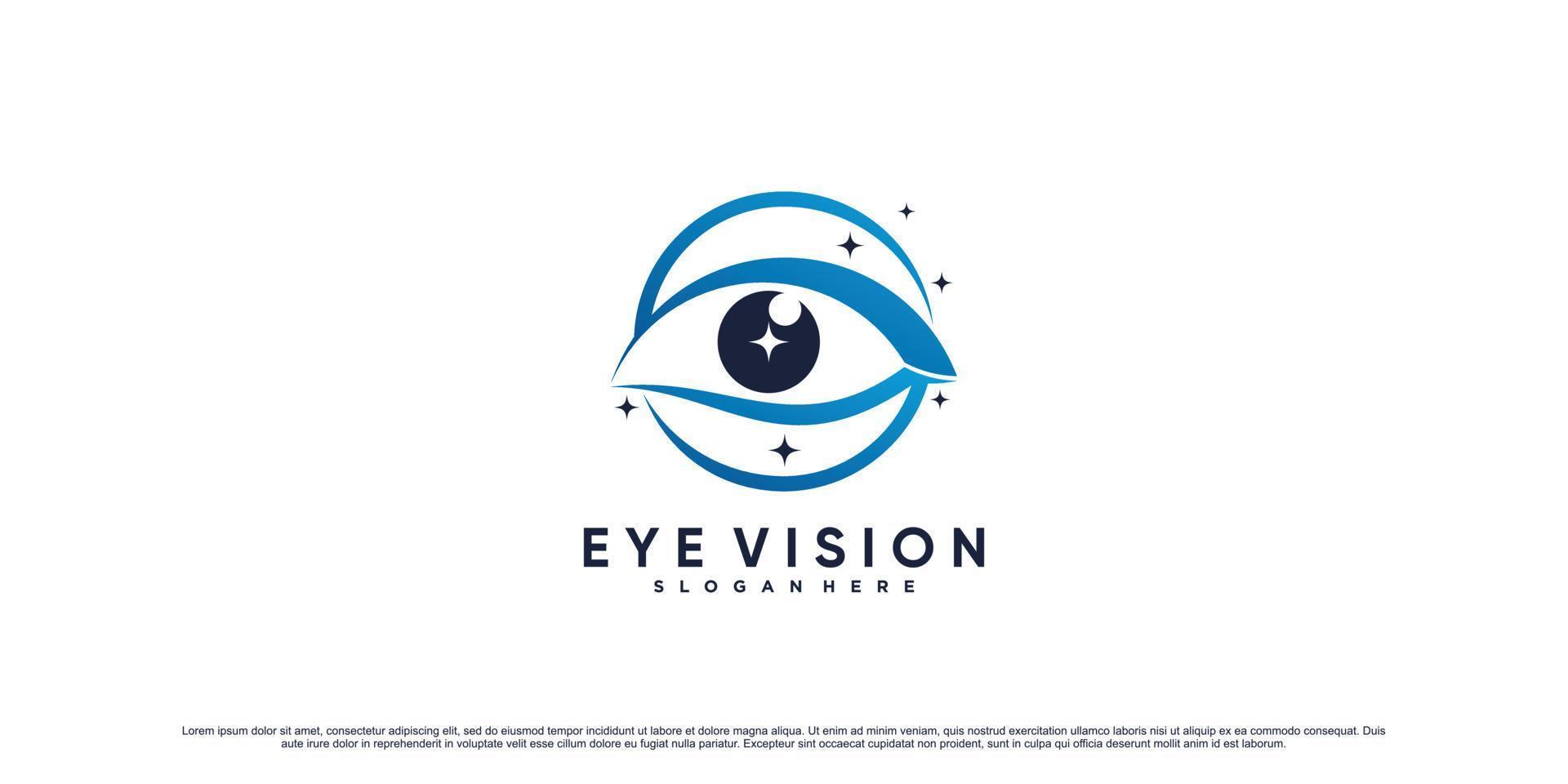 eye vision logotyp formgivningsmall med cirkel koncept och kreativa element premium vektor