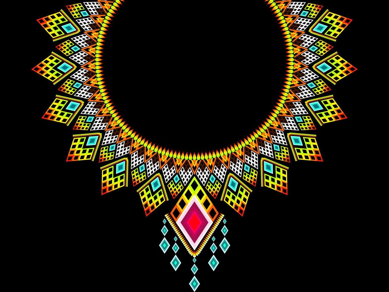 geometrisches ethnisches orientalisches Muster. Halsketten-Stickerei-Design für Textil, Modefrau, Hintergrund, Tapete, Kleidung und Verpackung. Vektor-Illustration. Pro-Vektor vektor