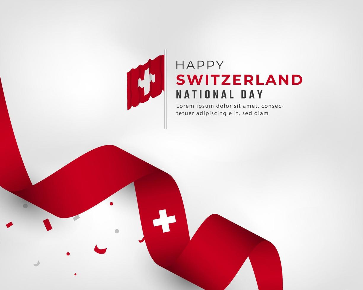 glad schweiz nationaldag 1 augusti firande vektor designillustration. mall för affisch, banner, reklam, gratulationskort eller print designelement